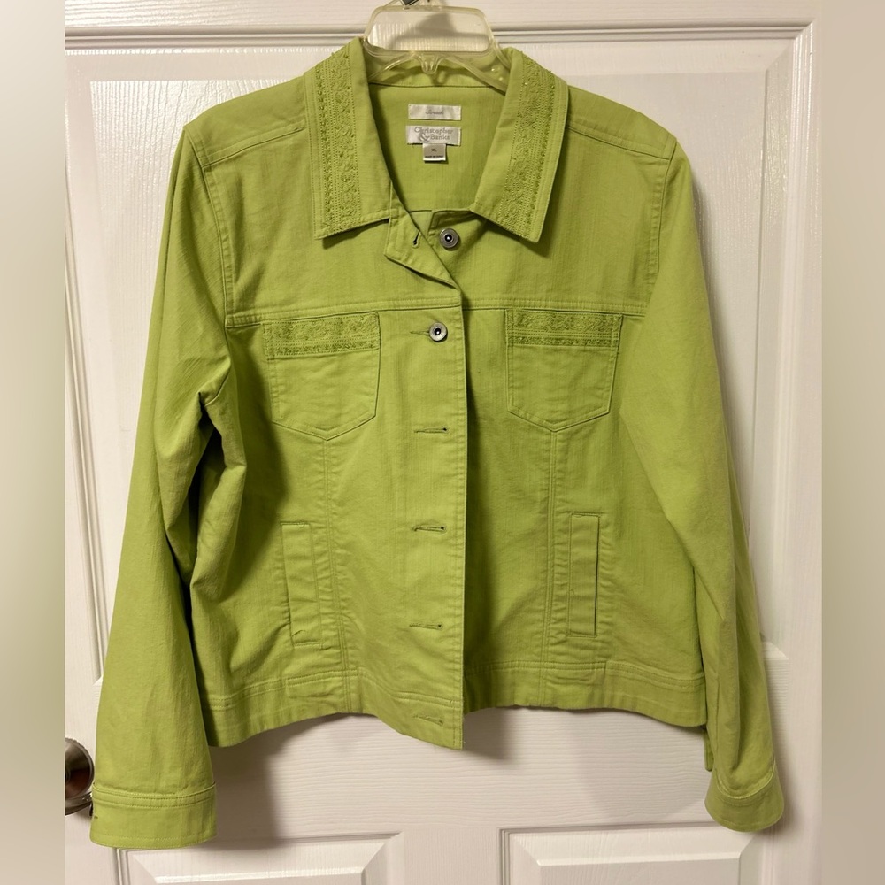 Christopher & Banks Lime Green Jacket with accented details Sz. XL
